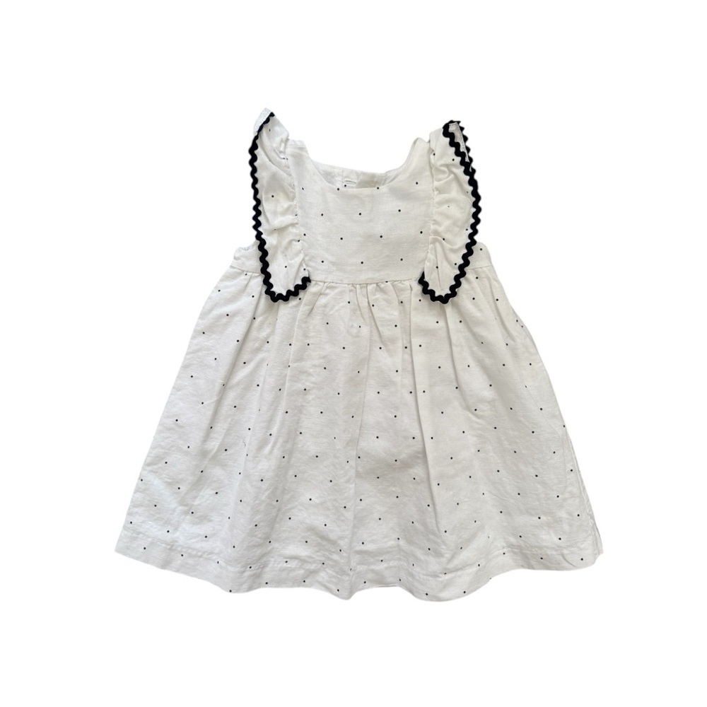 Edgehill Collection White and navy dot linen dress 12m NWOT